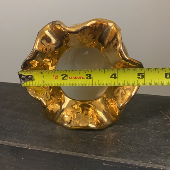 Vintage Holley Ross Weeping Gold 22k Distinguished China Ruffle Vase - Picture 6 of 8